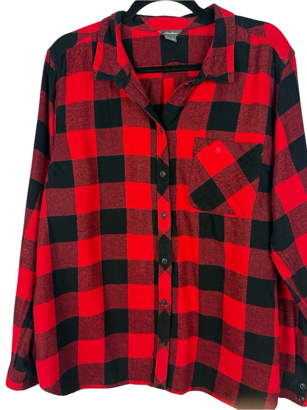 Eddie Bauer Buffalo Plaid Flannel Shirt Women’s 2XL Red Black 100% Cotton